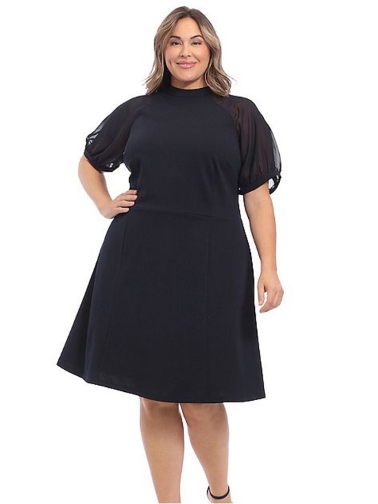 London Times Dresses & Skirts - London Times Raglan Fit & Flare Mockneck Black Dress Size 18W NEW